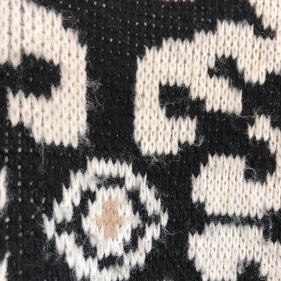 Vintage Adele Oversized Knit Geometric Snowflake Sweater Beige Black - Picture 5 of 10